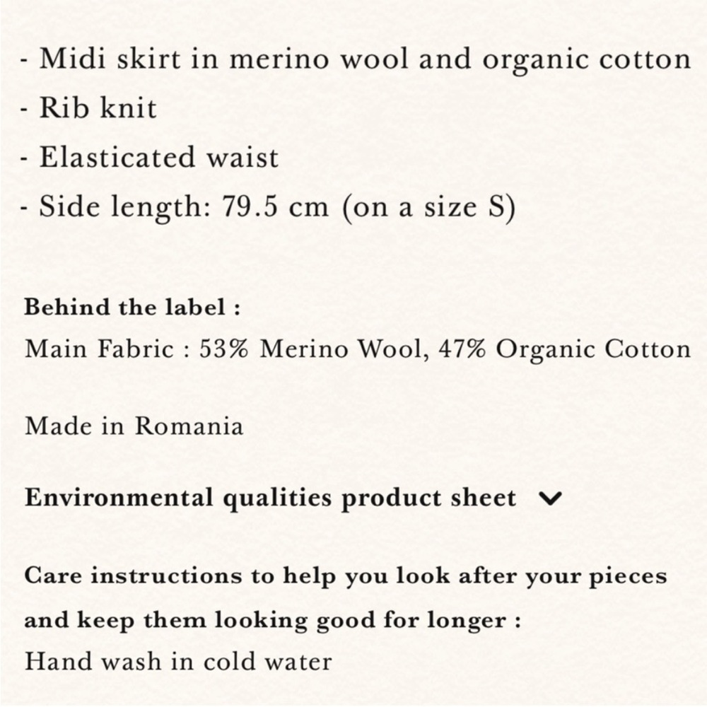 SEZANE Green Ribbed Knit Wool & Organic Cotton Naelle Pull On Midi Skirt S - Picture 16 of 16
